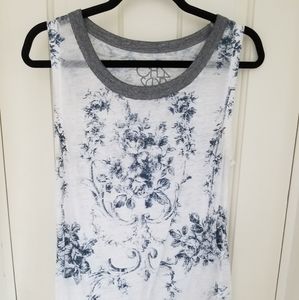 Chaser sheer white tank top floral print Size M